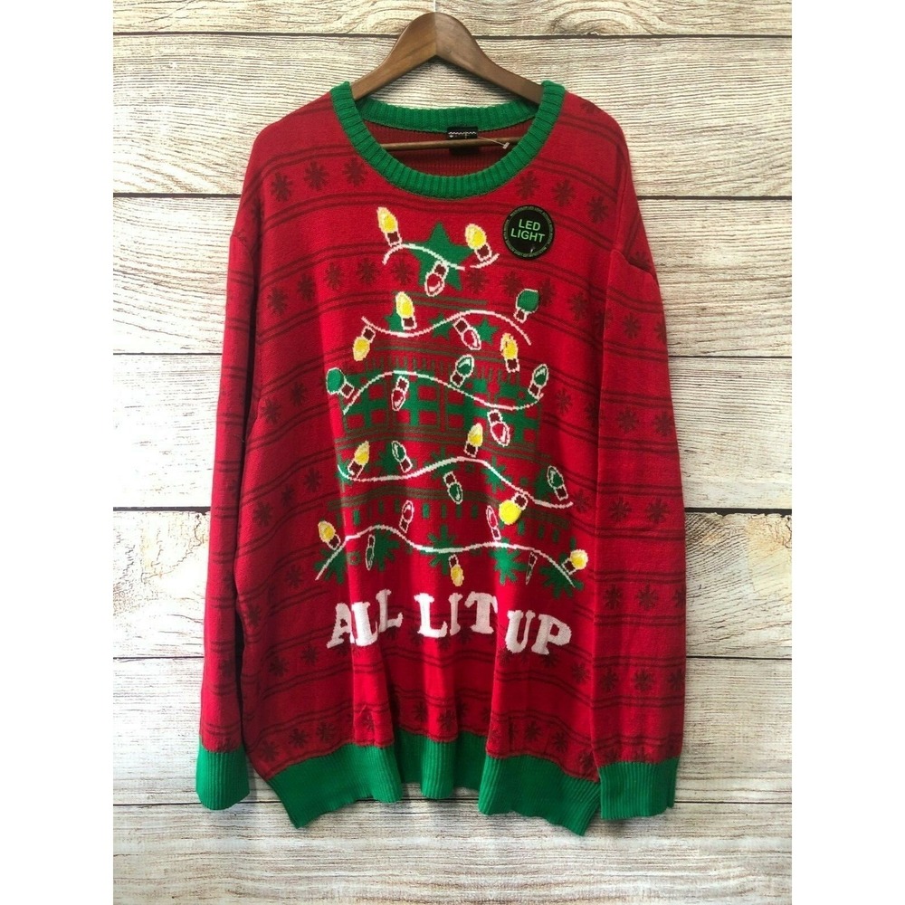 Ugly Christmas Sweater Mens Size MT (42" Chest) All Lit‎ Up Sweater New